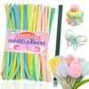 300 Macaron Pipe Cleaners Flower Making Kit with 5 Flower Stem Wires, 1 Greeting Card & Tutorial Card – DIY Chenille Stems Bouquet Craft Set, Craft Supplies, DIY Arts & Crafts for Adults & Kids