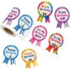 300 Pcs Happy Birthday Stickers Roll, 6 Designs Colorful Birthday Badge Stickers, 2 x 2.75 Inch Self Adhesive Labels for Party Favors, Gift Bags, Envelopes & Decorations