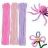 300 PCS Pipe Cleaners, 3 Assorted Colors Chenille Stems, Craft Pipe Cleaners, Pipe Cleaner Craft Supplies for DIY Arts Crafts Project(Pink Series and Light Purple)