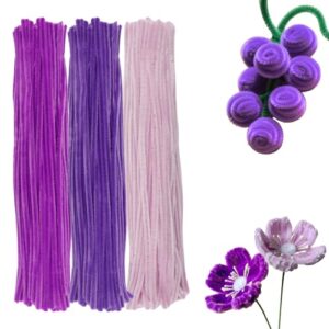 300 PCS Pipe Cleaners, 3 Assorted Colors Chenille Stems, Craft Pipe Cleaners, Pipe Cleaner Craft Supplies for DIY Arts Crafts Project(Light Pink, Light Purple and Deep Purple)