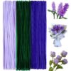 300 Pcs Thick Pipe Cleaners Craft Supplies 3 Assortment Pastel Macaron Purple Green Color Chenille Stems for Art and Craft Projects Creative DIY Christmas Decorations (Purple&Yellow&Green-300pcs)
