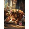 300 Piece Jigsaw Puzzle, Highland Cow with Floral Crown Art
