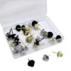 30Pcs Metal Thumbtacks for Cork Board, Decorative Push Pins with Steel Point, Black Silver Gold Mixed(Mixed)
