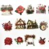 30 pcs PET Transparent Vintage Red Rose Garden Vinyl Waterproof Stickers