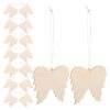 30pcs Unfinished Wooden Angel Wing Cutouts with Holes and Ropes