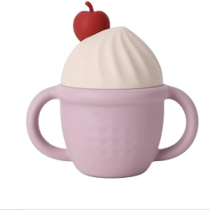 Silicone Baby Feeding Cup, Spill-Proof Toddler Training Cup, Soft BPA-Free Silicone, Baby Straw Cup with Straw Stopper, Dishwasher & Microwave Safe