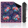 31.5" x 31.5" Mahjong Mat for Table with Carrying Bag Patriotic Floral American Flags Non-Slip Noise-Reducing Game Mat for Mahjong Poker Dominoes Board Games