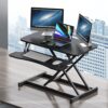 32-Inch Black Adjustable Sit-Stand Desk Converter with Keyboard Tray