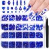3220Pcs Sapphire Blue Nail Art Rhinestones Kit Blue Glass Crystal