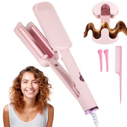 32 mm Hair Waver Curling Iron, Deep Wave Crimper with Ceramic Glaze Coating, 4 Temperature Settings, Even and Fast Heating, Anti Scald Handle, for Travel, Office, Daily Styling