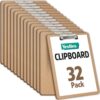 32 Pack Clipboards Bulk, Clipboards for Classroom, Letter Size (9 x 12.5 Inch) Wooden Clipboard, Hardboard Office Clipboard, Classroom Supplies