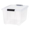 32 Qt Storage Bin, Clear Plastic Latching Lid, Stackable Tote, Handles