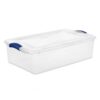 32 Quart Clear Plastic Storage Bin with Blue Latching Lid