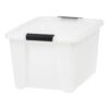 32 Quart Plastic Storage Bin with Lid, Stackable Storage Tote
