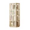 360° Rotating Book Shelf 3-Tier CD Display Rack Tower Space-Saving Storage for Bedroom Living Room Office Library - White (35x35x124cm)