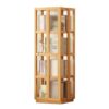 360° Rotating CD Display Rack 3-Tier Bookshelf Tower for Bedroom Living Room & Office Compact Storage (Wood Color 35x35x124cm)