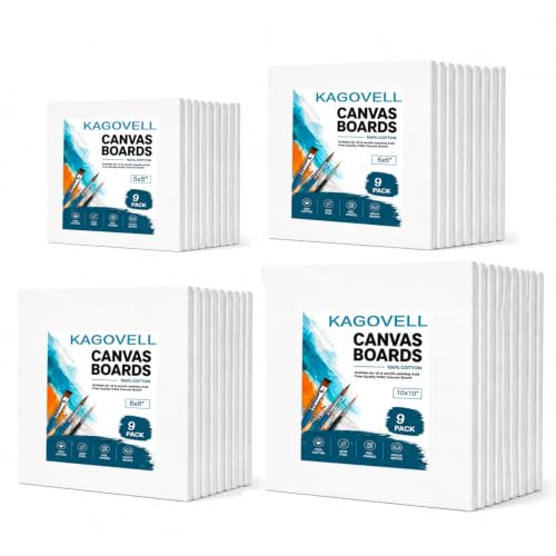 36 Pack Canvas for Painting, Multi-Size 5x5/6x6/8x8/10x10 Inch Blank Canvas Boards for Painting, 100% Cotton Primed White Art Canvas, Ideal Art Supplies for Kids Adults Acrylic OilPainting