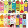 36 Pack Fun Scented Bookmarks – Cartoon Fruit Snack Design with Positive Sayings, Durable Coated Paper Book Marks for School Reading Incentives, Teacher Supplies, Birthday Gifts