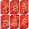 36 PCS Chinese Red Envelopes, 2024 Lunar New Year Red Envelopes, Money Packets, Lucky Money Envelopes with Gold-embossed 3D Blessings and Dragon Patterns, Spring Festival Envelopes, 6 Designs