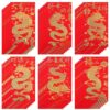 36 PCS Chinese Red Envelopes, Lunar New Year Money Packets with Gold Embossed 3D Blessings and Dragon Patterns, Spring Festival Red Envelopes, Lucky Money Envelopes, 6 Designs