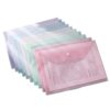 36Pcs Clear Plastic Filing Envelopes with Snap Button A4 Document Folder Reusable Waterproof for School Office(Color Random)