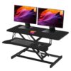 38-inch Standing Desk Converter Height Adjustable Sit to Stand Up Workstation, Duals Monitor and Laptop Riser with Wide Keyboard Tray, for Home, School, Company, Black