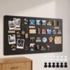 39.4" x 19.7" Large Magnetic Board for Wall, Metal Panel Magnet Display Board for Souvenirs, Travel Collections, Wall Mounted Bulletin Board with Screws, Black