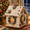3D Christmas Wooden House Diamond Art Kit for Adults, Diamond Painting Craft with Pearl Beads & Resin Gems, Christmas Pearl Art Kit, DIY Hanging Christmas Ornaments & Wall Decor Gift (R#)