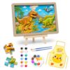 3D Dinosaur Relief Puzzle DIY Paint Set with Wooden Easel Stand