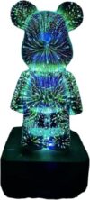 3D Fireworks Bear, Creative Colorful Changing Light Home Night Light, Glass Three-Dimensional Table Lamp, Children's Room Decoration Bear Lamp, Children's Cute Birthday Gift Desktop Decoration,USB