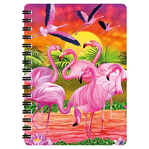 3D LiveLife Jotter - Flamingo Lingo from Deluxebase. Spiral Bound A6 5.5x4in Small Notebook with 80 Plain Recycled Pages. Pocket Sized Animal Notepad, Journal or Drawing Book with Bird Cover
