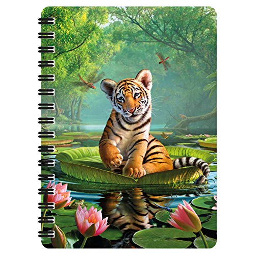 3D LiveLife Jotter - Tiger Lily from Deluxebase. Spiral Bound A6 5.5x4in Small Notebook with 80 Plain Recycled Pages. Pocket Sized Animal Notepad, Journal or Drawing Book with Big Cat Cover