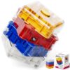 3D Maze Cube Ball Puzzle Brain Teaser for Adults & Kids, Educational Learning Toys Logical Thinking, Family Board Games Tabletop, Durable Puzzle Cube (White&Blue&Red&Yelllow, 2.4x2.4x3.2)