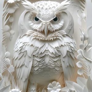 3 D Owl Paper-Cut Art Puzzles 1000 Piece for Adults, White Bird Animal Forest Jigsaw Puzzle for Adults, Impossible Difficult Hard Puzzle as Family Game