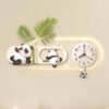 3D Panda Wall Clock with LED Light, Cream Style Silent Decor Wall Art