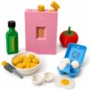 3D Printed Food Fidget Toys Pack, 4Pcs Sensory Fidgets with Pasta Set Tomato Olive Oil Egg, Novelty Desk Toys for Stress Relief Cute Decor Accessories for Home Office & Gift (Food Fidget Toys, Set A)
