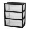 3‑Drawer Black Plastic Storage Organizer Tower, Removable Clear Bins, No‑Tool Easy Assembly, Multipurpose Storage Unit for Bedroom, Bathroom, Dorm and Office