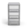 3‑Drawer Medium Plastic Storage Organization Tower, Silver Rolling Cart Organizer Unit for Bedroom, Bathroom, Dorm, Office and Household Storage