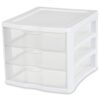 3 Drawer Unit, Countertop Organizer, Clear Storage Solution for Desks, Countertops, and Shelves, White