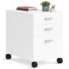 3 Drawer White Preassembled Wooden Under Desk Mobile Printer Stand
