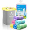 3 Gallon 300 Counts Colorful Small Trash Bags by Teivio, Fit 3.2,3.5 Gal Garbage Bags,Waste Basket, Bathroom Trash Can Bin Liners, Plastic Bags for home office kitchen, Multicolor