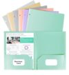 3 Hole Punched Folders with Pockets, 6 Pack Pastel Folder for 3 Ring Binder