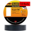 3M Scotch Electrical Tape Super 88, 1-1/2 in x 44 ft, Black, 10 Rolls