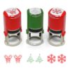 3 Pack Christmas Self Inking Stamps with Snowflake Candy Cane Red Ink Tree Green Ink Holiday Craft Imprint for Cards Gifts Envelopes