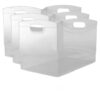 3 Pack Clear Plastic Open-Top Utility Storage Organizer Bins With Built-in Handles, Stackable 22 Quart Rectangular Containers 15"x10"x9.5", For Pantry, Closet, Office And Laundry Room Supplies
