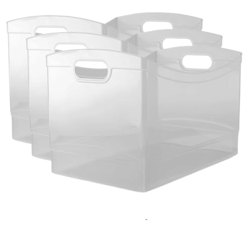 3 Pack Clear Plastic Open-Top Utility Storage Organizer Bins With Built-in Handles, Stackable 22 Quart Rectangular Containers 15"x10"x9.5", For Pantry, Closet, Office And Laundry Room Supplies