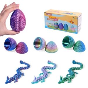 3 Pack Dragon Eggs with Dragon Inside, Dragon Egg Fidget Toy, 3D Dragon Eggs with Dragon Inside, Mystery Dragon Egg, 3D Printed Dragon Egg, Stocking Easter Basket Stuffers