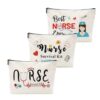 3 Pack Nurse Survival Kit Cosmetic Bags, Funny Makeup Pouch Travel Organizer with 3 Different Designs, Nurse Gifts for Women, Nursing Student, RN, Nurse Practitioner, Nurse Appreciation Week Gift