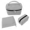 3 Pack Women Cute Seersucker Cosmetic Pouch Sets Large Capacity Stripe