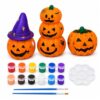 3 PCS Halloween Plaster Pumpkin Painting Kit, Unpainted Plaster Pumpkin Crafts with Paints, Brushes & Palette, DIY Halloween Tabletop Decor & Party Craft Supplies